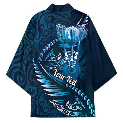 Personalised All Blue New Zealand Darts Kimono Aoteroa Fern Maori Galaxy Style - Aussie Hoodie