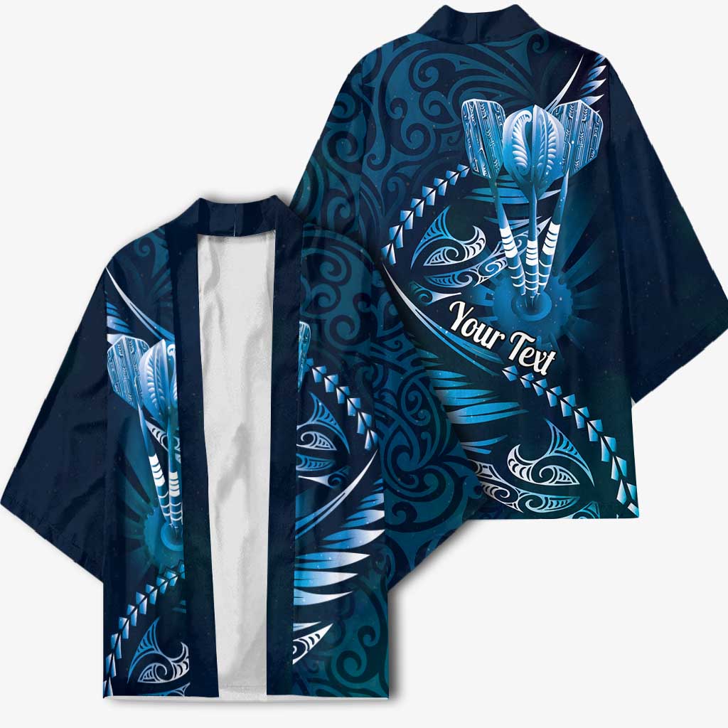 Personalised All Blue New Zealand Darts Kimono Aoteroa Fern Maori Galaxy Style - Aussie Hoodie