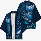 Personalised All Blue New Zealand Darts Kimono Aoteroa Fern Maori Galaxy Style - Aussie Hoodie