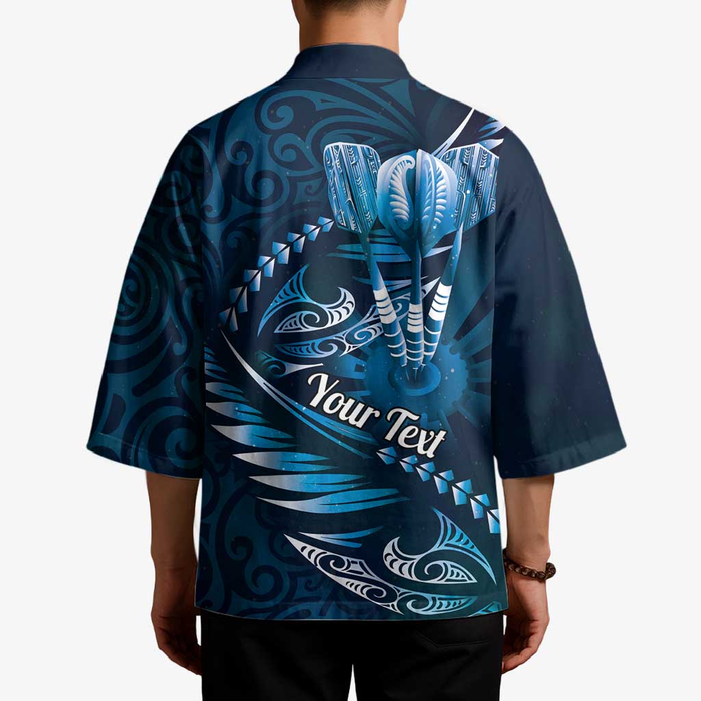 Personalised All Blue New Zealand Darts Kimono Aoteroa Fern Maori Galaxy Style - Aussie Hoodie