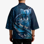Personalised All Blue New Zealand Darts Kimono Aoteroa Fern Maori Galaxy Style - Aussie Hoodie
