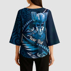 Personalised All Blue New Zealand Darts Kimono Sleeve Blouse Aoteroa Fern Maori Galaxy Style - Aussie Hoodie