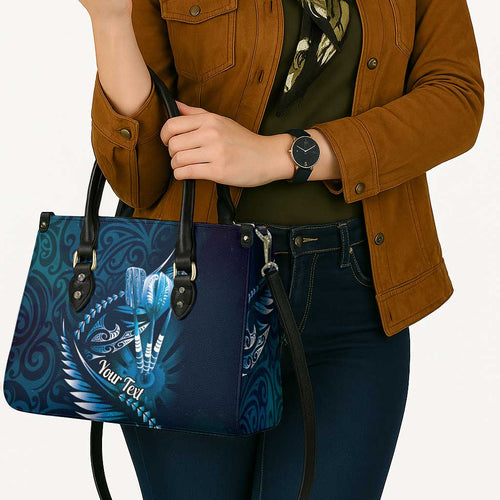 Personalised All Blue New Zealand Darts Leather Bag Aoteroa Fern Maori Galaxy Style - Aussie Hoodie