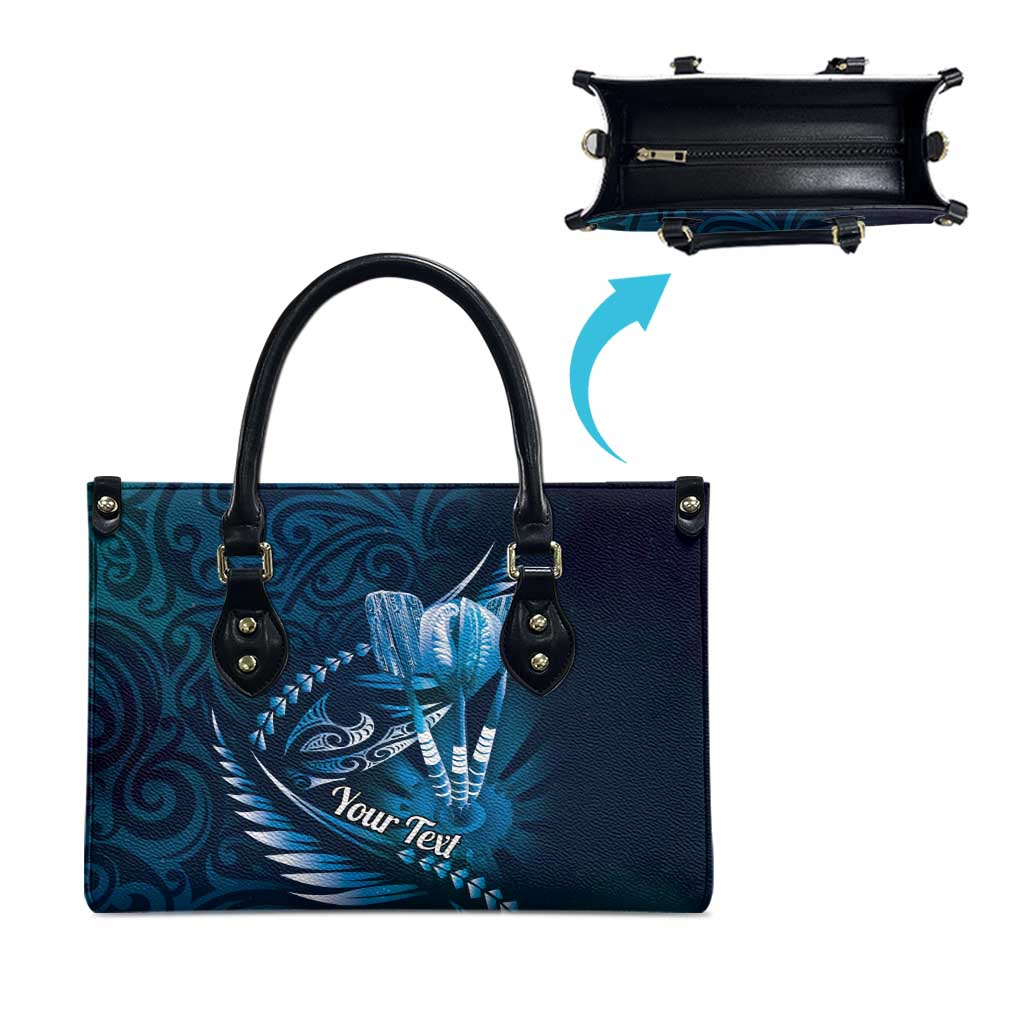 Personalised All Blue New Zealand Darts Leather Bag Aoteroa Fern Maori Galaxy Style - Aussie Hoodie