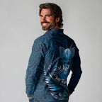 Personalised All Blue New Zealand Darts Long Sleeve Polo Shirt Aoteroa Fern Maori Galaxy Style