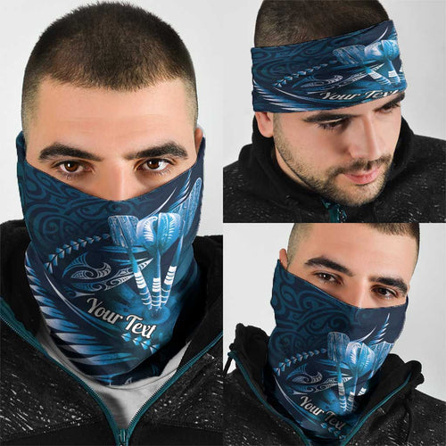 Personalised All Blue New Zealand Darts Neck Gaiter Aoteroa Fern Maori Galaxy Style - Aussie Hoodie
