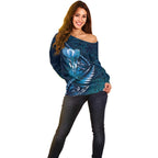 Personalised All Blue New Zealand Darts Off Shoulder Sweater Aoteroa Fern Maori Galaxy Style