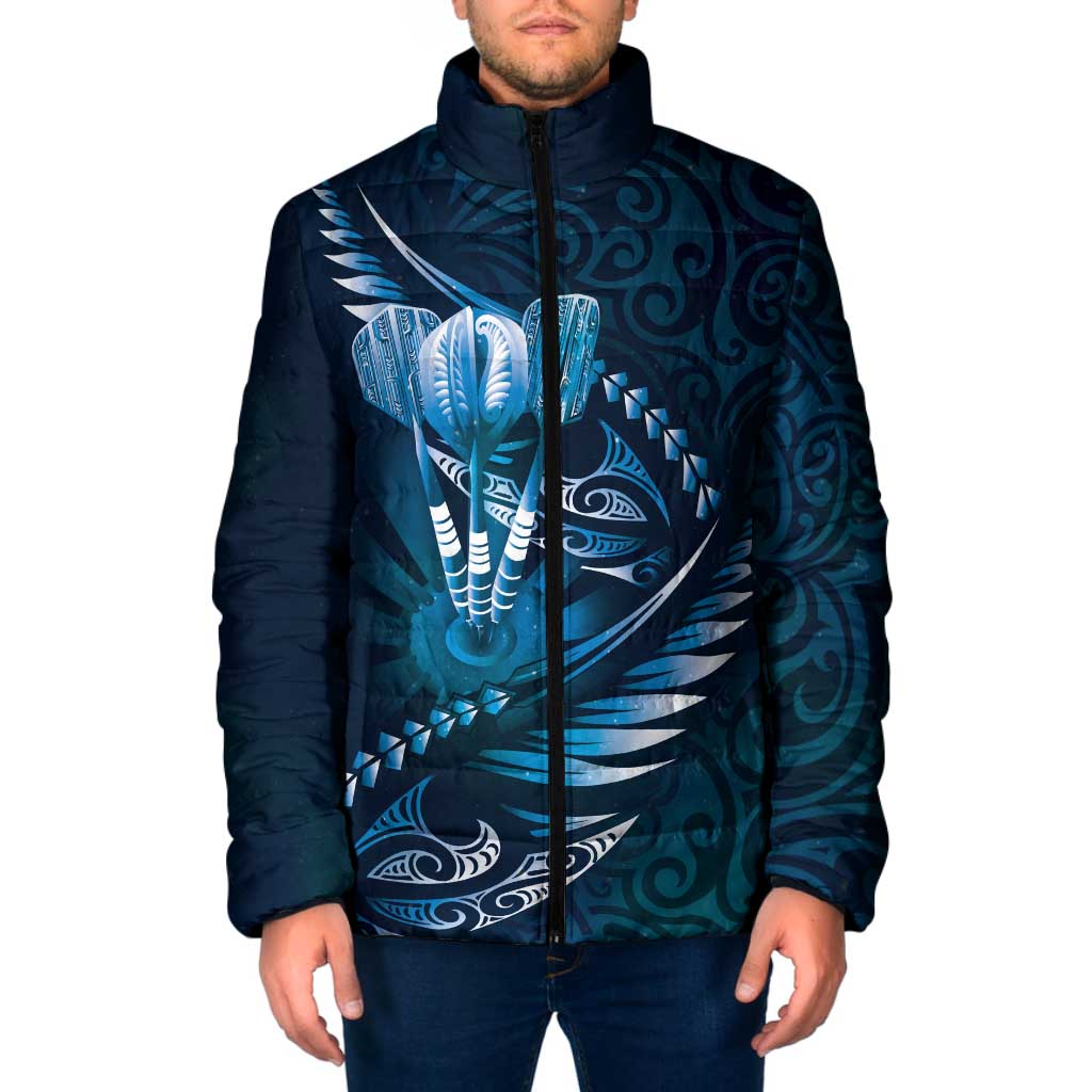 Personalised All Blue New Zealand Darts Padded Jacket Aoteroa Fern Maori Galaxy Style - Aussie Hoodie