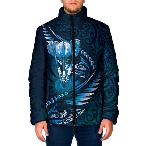 Personalised All Blue New Zealand Darts Padded Jacket Aoteroa Fern Maori Galaxy Style - Aussie Hoodie