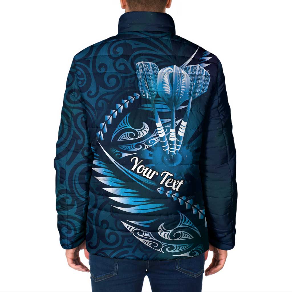 Personalised All Blue New Zealand Darts Padded Jacket Aoteroa Fern Maori Galaxy Style - Aussie Hoodie