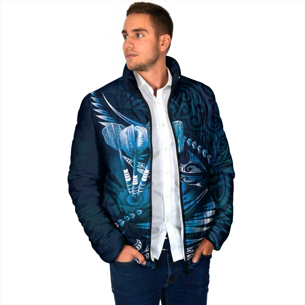 Personalised All Blue New Zealand Darts Padded Jacket Aoteroa Fern Maori Galaxy Style - Aussie Hoodie