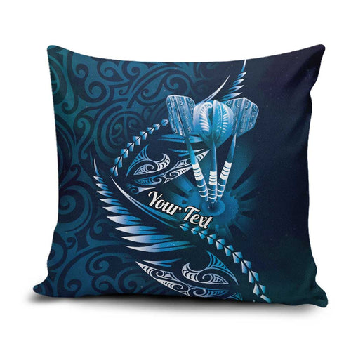 Personalised All Blue New Zealand Darts Pillow Cover Aoteroa Fern Maori Galaxy Style - Aussie Hoodie