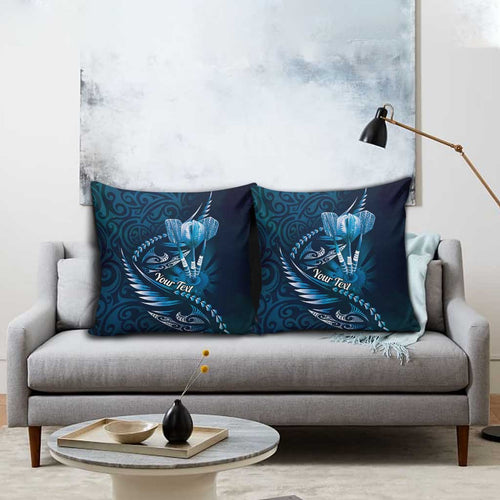 Personalised All Blue New Zealand Darts Pillow Cover Aoteroa Fern Maori Galaxy Style - Aussie Hoodie