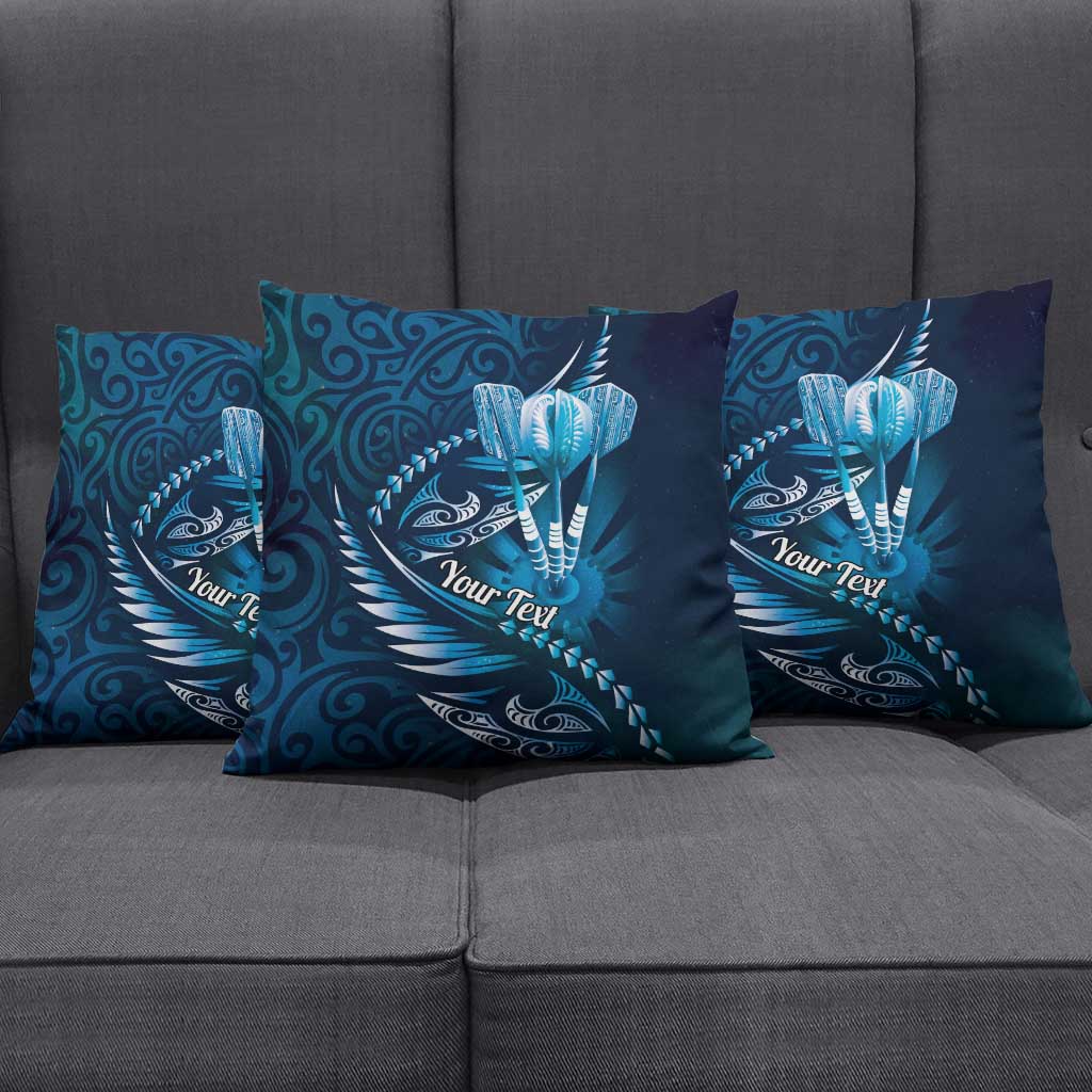 Personalised All Blue New Zealand Darts Pillow Cover Aoteroa Fern Maori Galaxy Style - Aussie Hoodie