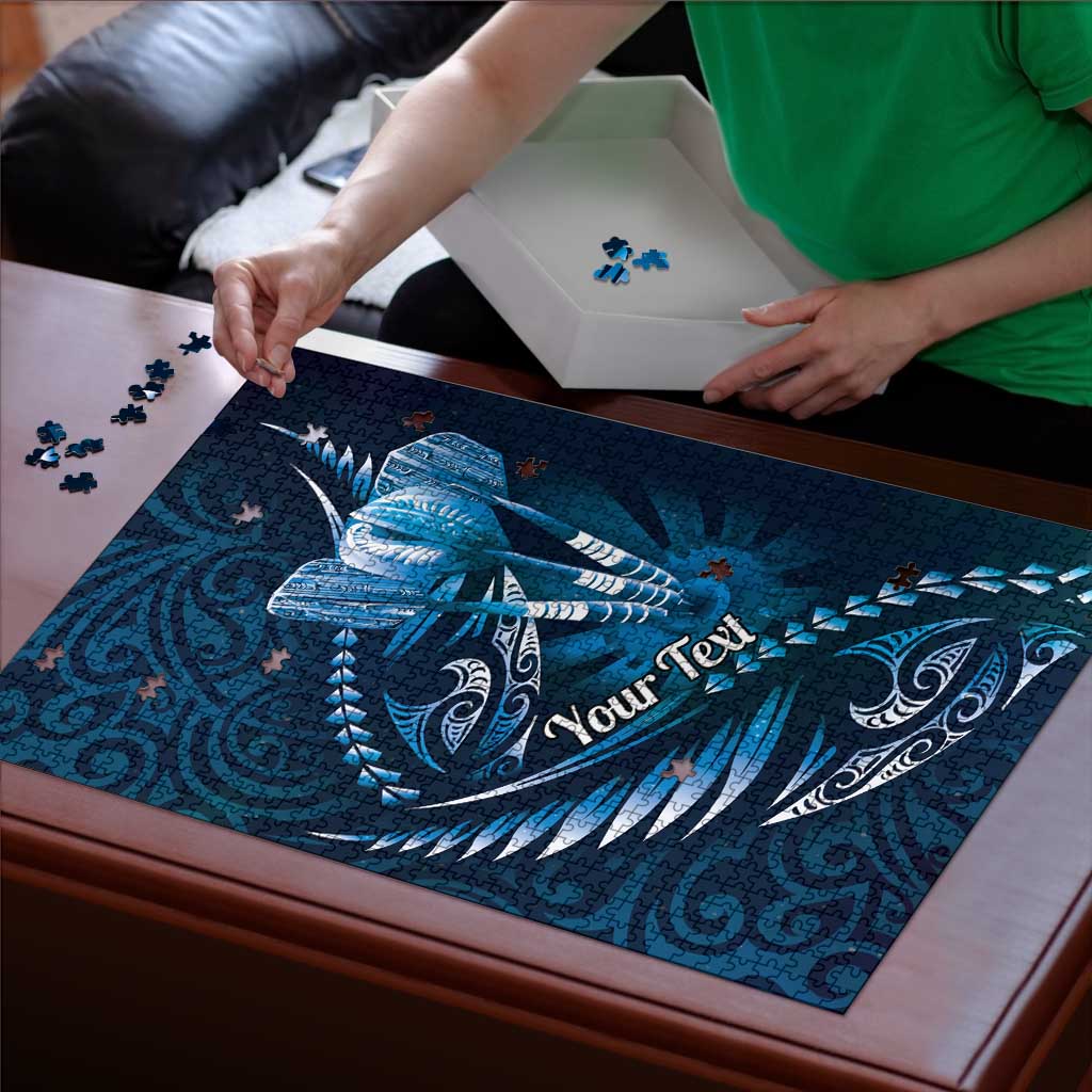 Personalised All Blue New Zealand Darts Puzzle Aoteroa Fern Maori Galaxy Style - Aussie Hoodie