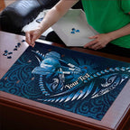 Personalised All Blue New Zealand Darts Puzzle Aoteroa Fern Maori Galaxy Style - Aussie Hoodie