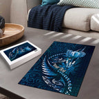 Personalised All Blue New Zealand Darts Puzzle Aoteroa Fern Maori Galaxy Style - Aussie Hoodie