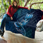 Personalised All Blue New Zealand Darts Quilt Aoteroa Fern Maori Galaxy Style