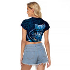 Personalised All Blue New Zealand Darts Raglan Cropped T Shirt Aoteroa Fern Maori Galaxy Style