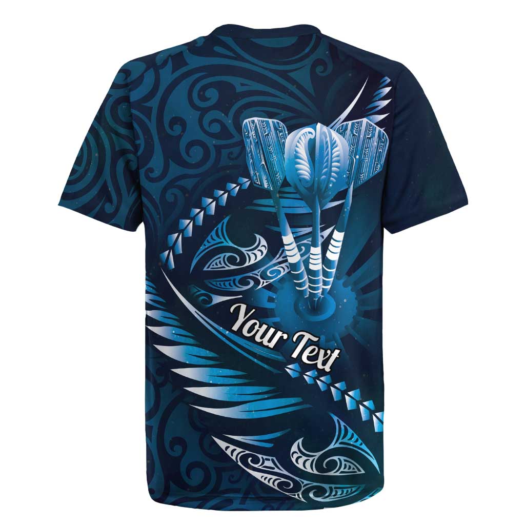 Personalised All Blue New Zealand Darts Rugby Jersey Aoteroa Fern Maori Galaxy Style