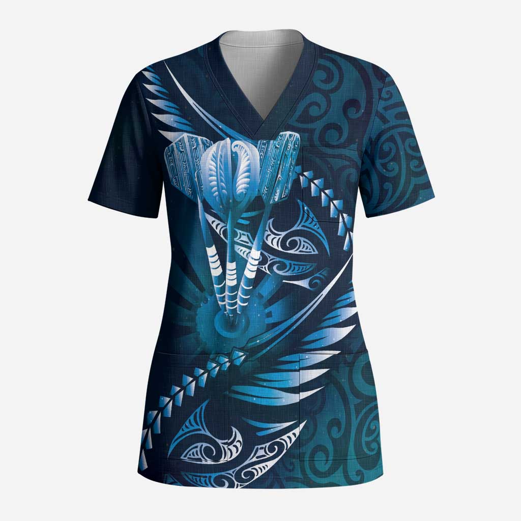 Personalised All Blue New Zealand Darts Scrub Top Aoteroa Fern Maori Galaxy Style - Aussie Hoodie