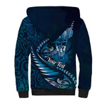 Personalised All Blue New Zealand Darts Sherpa Hoodie Aoteroa Fern Maori Galaxy Style