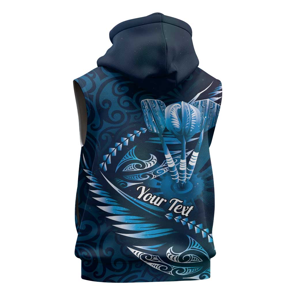 Personalised All Blue New Zealand Darts Sleeveless Hoodie Aoteroa Fern Maori Galaxy Style - Aussie Hoodie