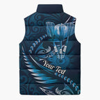 Personalised All Blue New Zealand Darts Sleeveless Puffer Jacket Aoteroa Fern Maori Galaxy Style - Aussie Hoodie