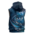 Personalised All Blue New Zealand Darts Sleeveless Zip Hoodie Aoteroa Fern Maori Galaxy Style LT14