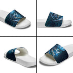 Personalised All Blue New Zealand Darts Slide Sandals Aoteroa Fern Maori Galaxy Style - Aussie Hoodie