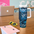 All Blue New Zealand Darts Tumbler With Handle Aoteroa Fern Maori Galaxy Style