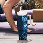 All Blue New Zealand Darts Tumbler With Handle Aoteroa Fern Maori Galaxy Style