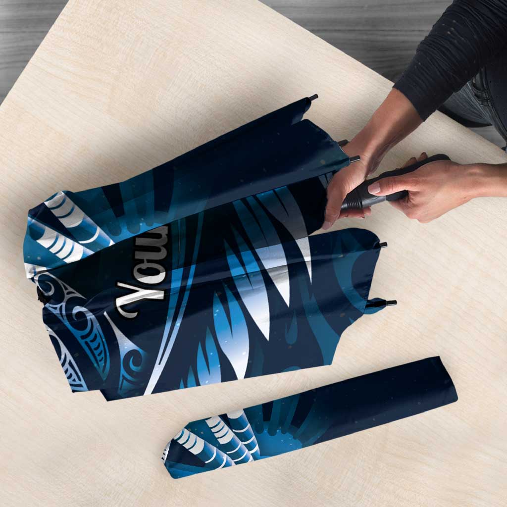 Personalised All Blue New Zealand Darts Umbrella Aoteroa Fern Maori Galaxy Style - Aussie Hoodie