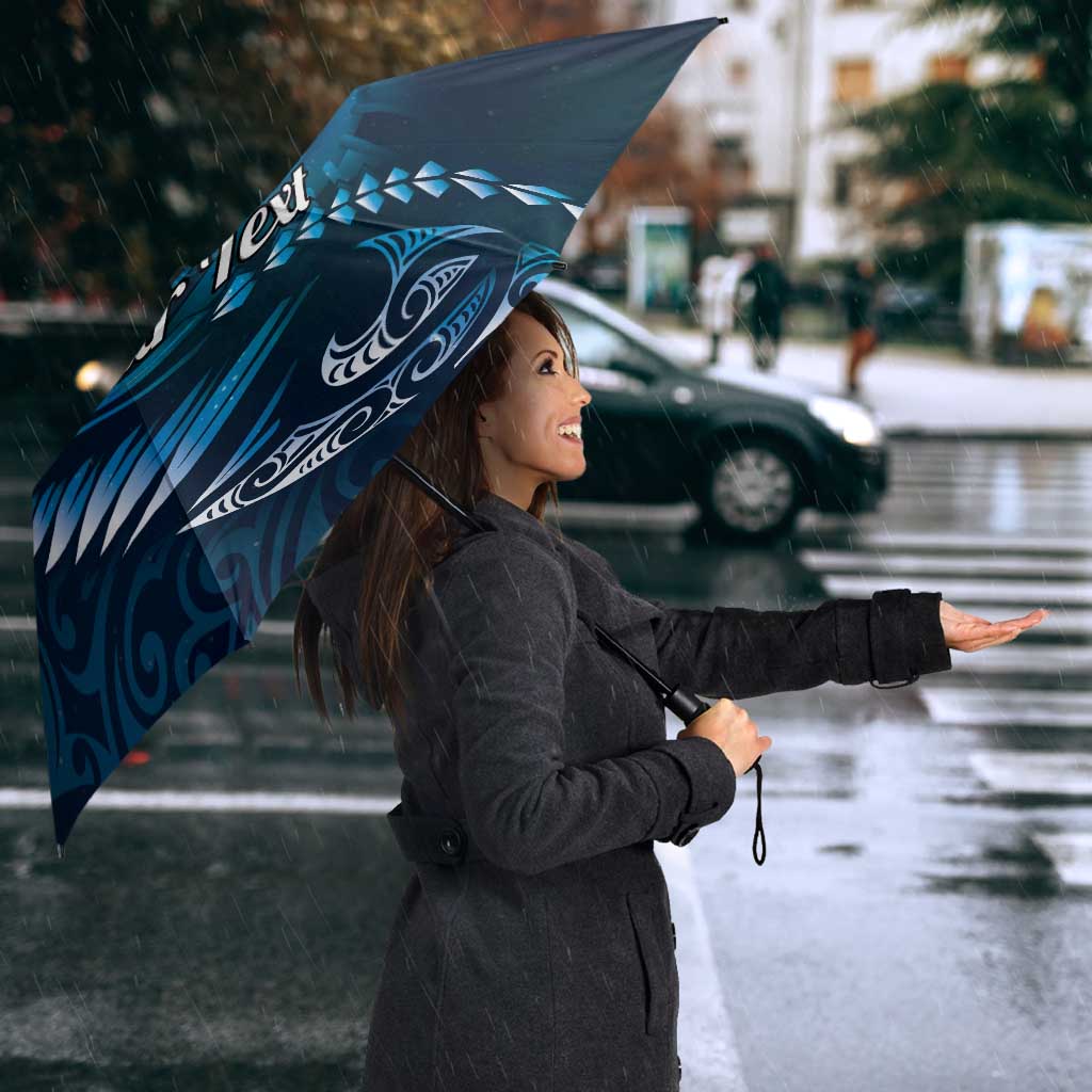 Personalised All Blue New Zealand Darts Umbrella Aoteroa Fern Maori Galaxy Style - Aussie Hoodie
