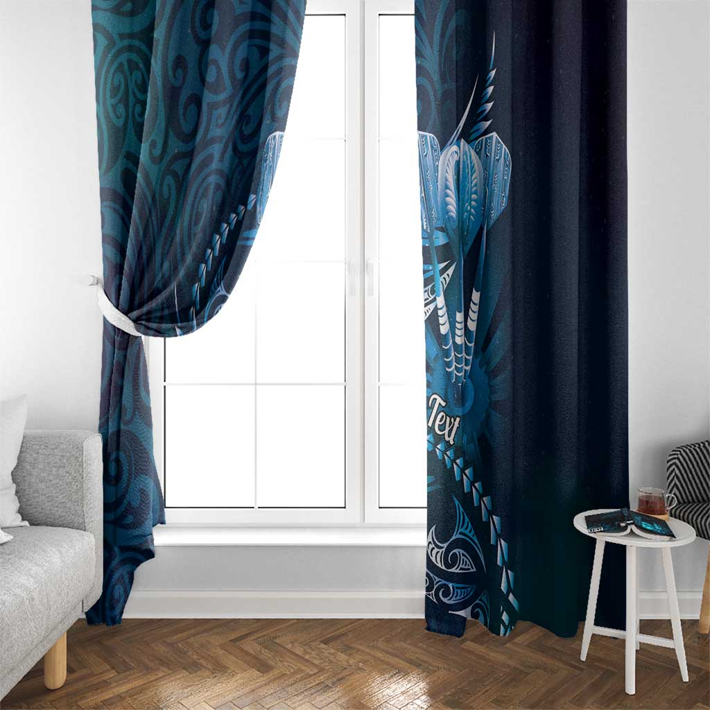 Personalised All Blue New Zealand Darts Window Curtain Aoteroa Fern Maori Galaxy Style