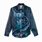 Personalised All Blue New Zealand Darts Women Casual Shirt Aoteroa Fern Maori Galaxy Style