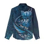 Personalised All Blue New Zealand Darts Women Casual Shirt Aoteroa Fern Maori Galaxy Style