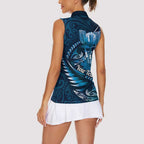 Personalised All Blue New Zealand Darts Women Sleeveless Polo Shirt Aoteroa Fern Maori Galaxy Style