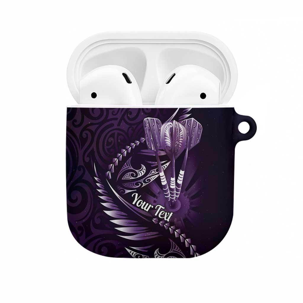 Personalised All Purple New Zealand Darts AirPods Case Aoteroa Fern Maori Galaxy Style - Aussie Hoodie