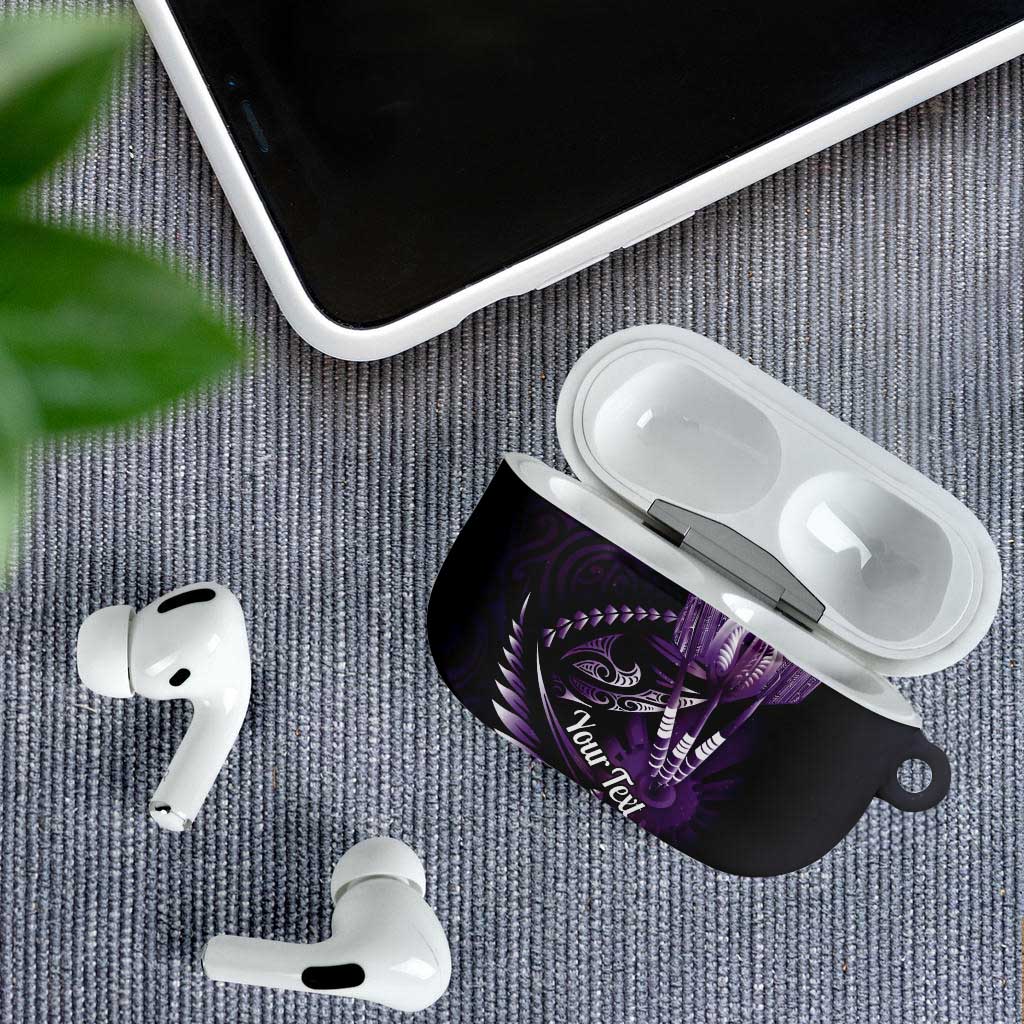 Personalised All Purple New Zealand Darts AirPods Case Aoteroa Fern Maori Galaxy Style - Aussie Hoodie