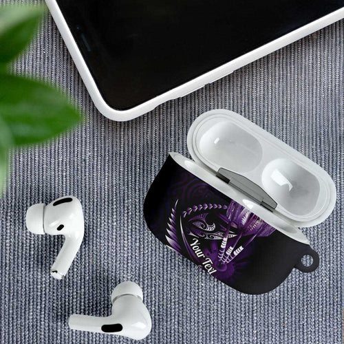 Personalised All Purple New Zealand Darts AirPods Case Aoteroa Fern Maori Galaxy Style - Aussie Hoodie