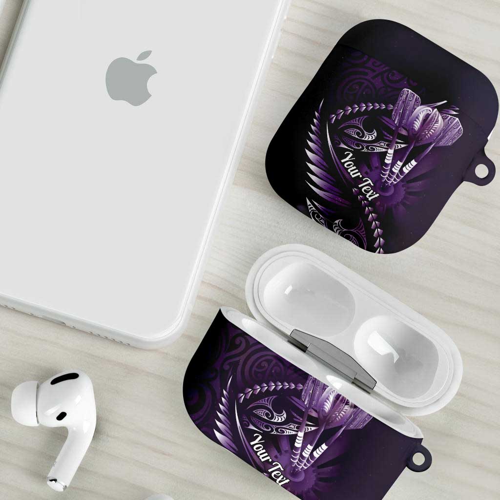 Personalised All Purple New Zealand Darts AirPods Case Aoteroa Fern Maori Galaxy Style - Aussie Hoodie