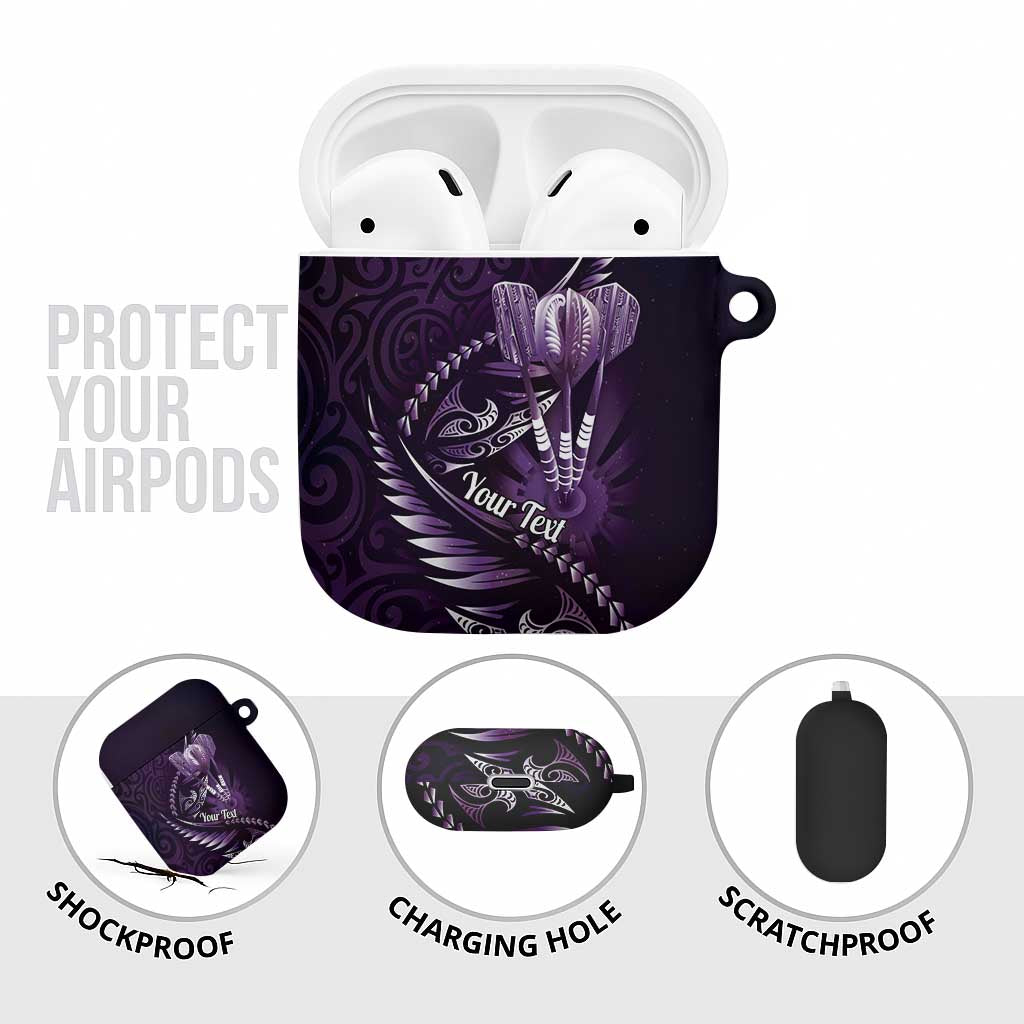 Personalised All Purple New Zealand Darts AirPods Case Aoteroa Fern Maori Galaxy Style - Aussie Hoodie
