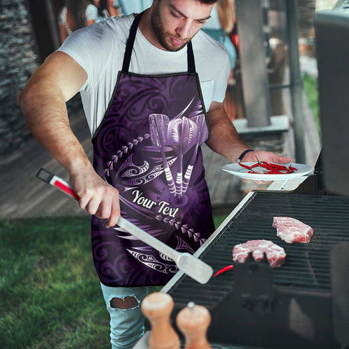 Personalised All Purple New Zealand Darts Apron Aoteroa Fern Maori Galaxy Style - Aussie Hoodie