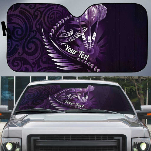 Personalised All Purple New Zealand Darts Auto Sun Shade Aoteroa Fern Maori Galaxy Style - Aussie Hoodie