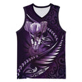 Personalised All Purple New Zealand Darts Basketball Jersey Aoteroa Fern Maori Galaxy Style - Aussie Hoodie