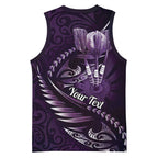 Personalised All Purple New Zealand Darts Basketball Jersey Aoteroa Fern Maori Galaxy Style - Aussie Hoodie