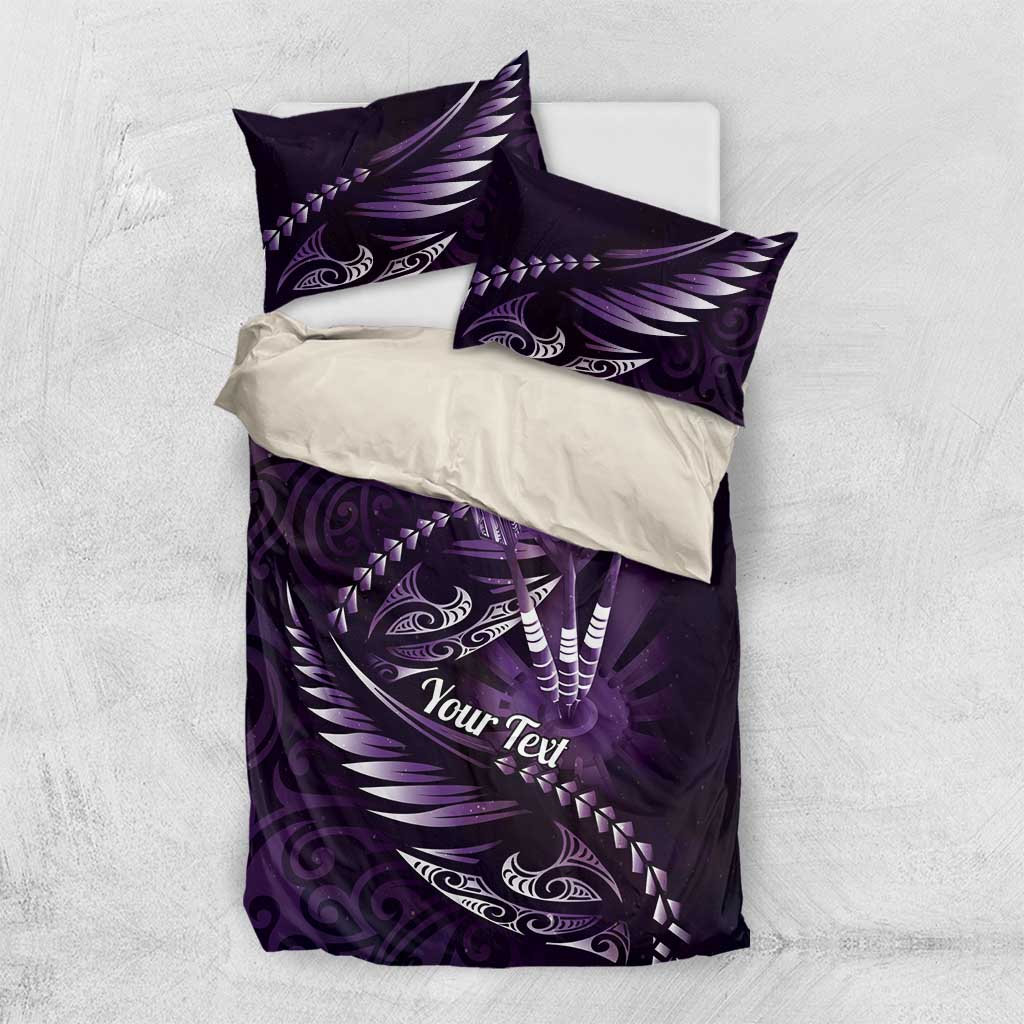 Personalised All Purple New Zealand Darts Bedding Set Aoteroa Fern Maori Galaxy Style