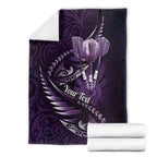 Personalised All Purple New Zealand Darts Blanket Aoteroa Fern Maori Galaxy Style