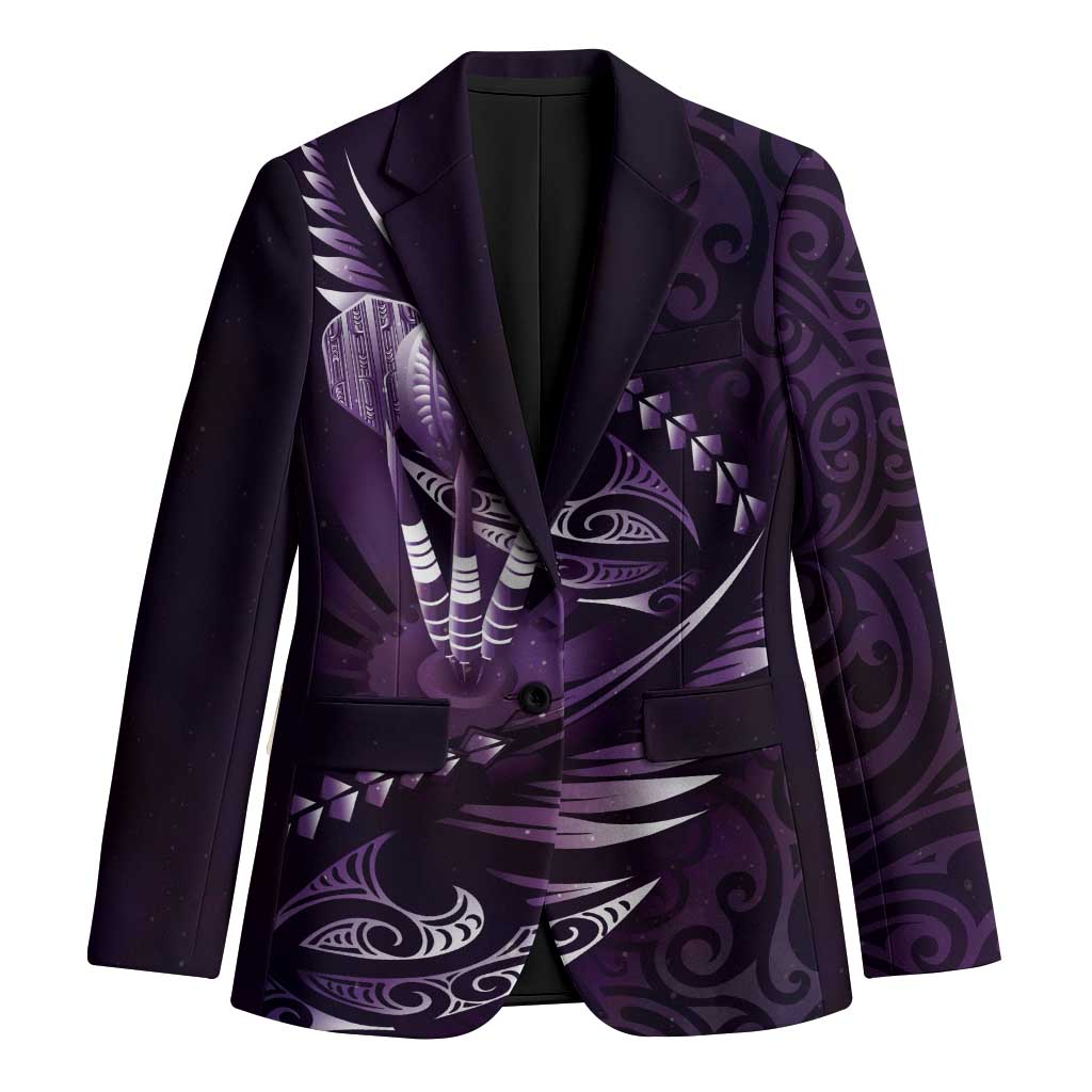 Personalised All Purple New Zealand Darts Blazer Aoteroa Fern Maori Galaxy Style - Aussie Hoodie